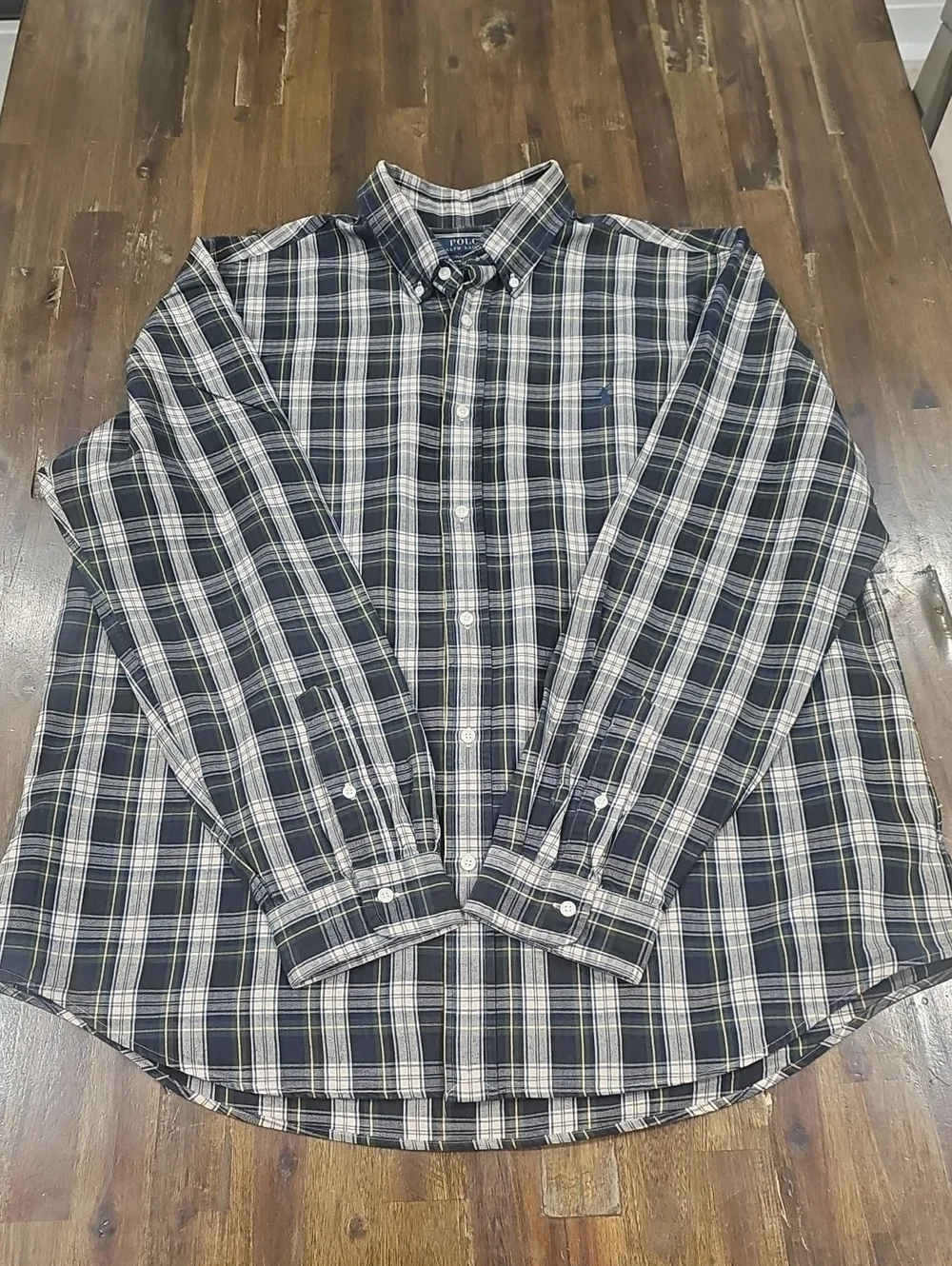 Polo by Ralph Lauren Navy and Green Plaid Button-Down Shirt